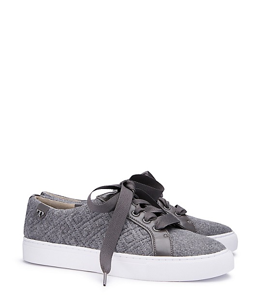 Tory Burch MARION QUILTED FABRIC SNEAKER in Dovestone
