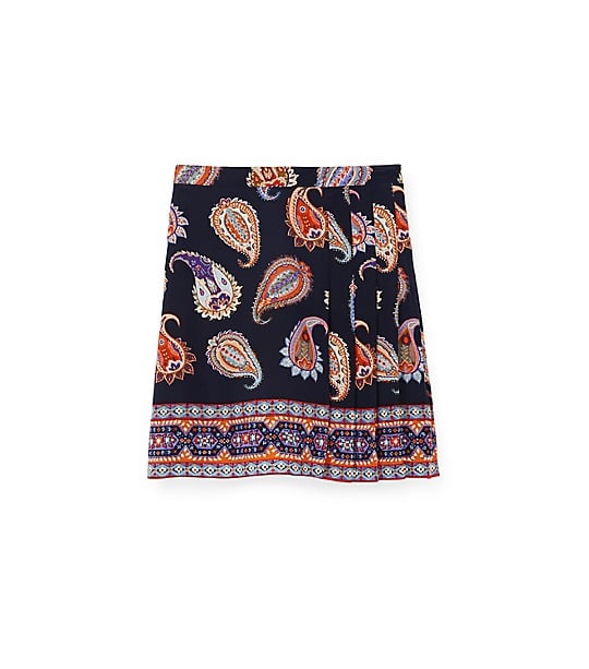 Tory Burch Paisley Print Silk Short Skirt in TORY NAVY DAPPER BORDER A