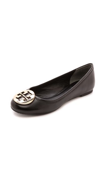 Tory Burch Reva Ballet Flats in Black and Gold