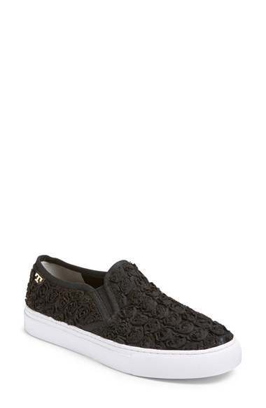 Tory Burch 'Rosette' Slip-On Sneaker (Women) in Black