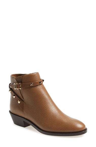 Valentino 'Rockstud' Ankle Boot (Women) in Tan