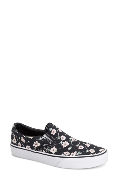 Vans 'Classic' Floral Print Slip-On (Women) in Blue Graphite
