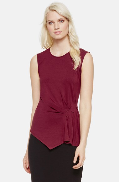 Vince Camuto Side Pleat Asymmetrical Top in Wine