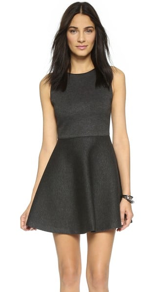 alice + olivia Monah Flare Dress in Dark Charcoal