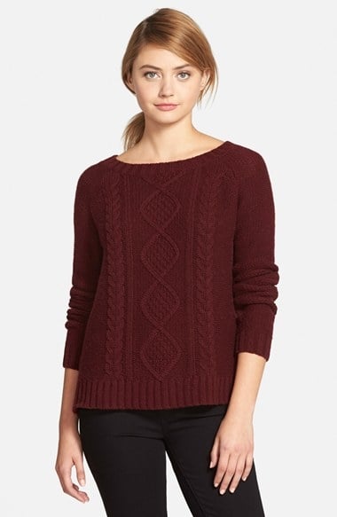 cupcakes and cashmere 'Point Reyes' Cable Sweater in Burgundy