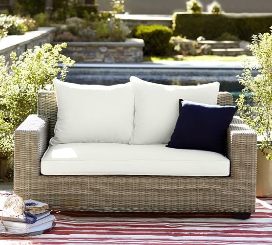 TORREY ALL-WEATHER WICKER SQUARE ARM 86" SOFA - NATURAL. Pottery Barn Warehouse Clearance Sale