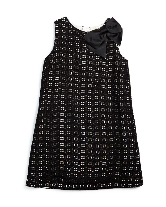 kate spade new york sleeveless guipure-lace shift dress, black/cream