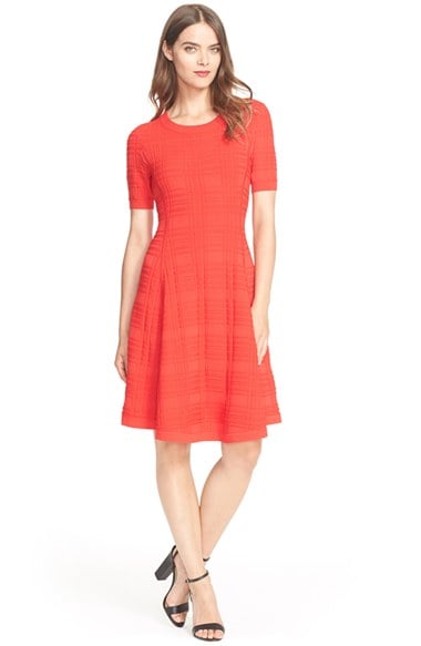 kate spade new york kate spade new york textured scuba fit & flare dress in lollipop red