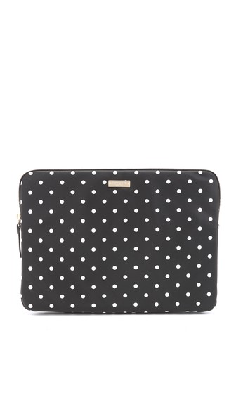 Kate Spade New York Classic Mini Pavillion Dot 13" Laptop Sleeve in Black/Cream