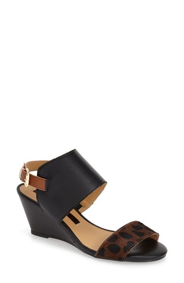 kensie 'Svora' Slingback Wedge Sandal (Women) in leopard print