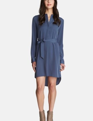 1.State Long Sleeve Shirt Dress in Slate
