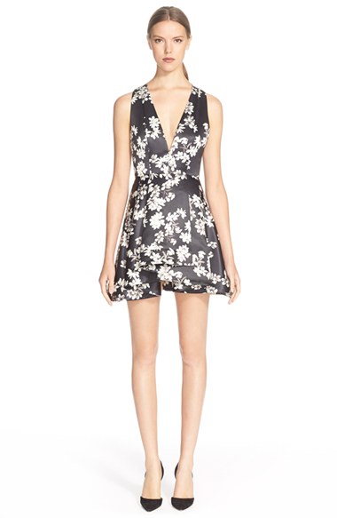 Alice + Olivia 'Tanner' Floral Print Fit & Flare Dress in Southern Blossom
