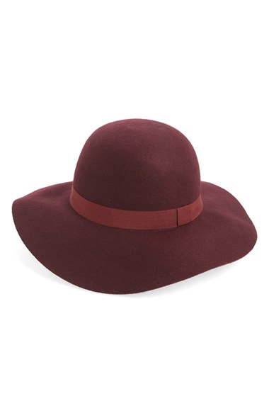 BP. Ribbon Trim Felt Floppy Hat in Burgundy