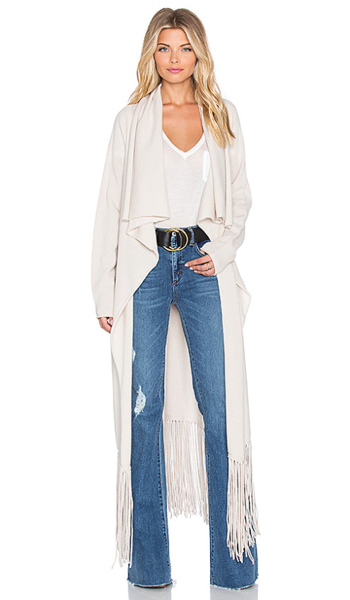 BUSHWICK FRINGE CARDIGAN By THEPERFEXT in Almond