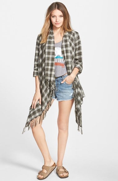 Billabong 'Live it Up' Flannel Cardigan in Off Black