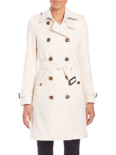 Burberry London Kensington Cashmere Trench Coat in White