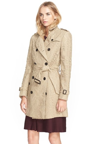 Burberry London 'Kensington' Lace Trench Coat in Honey