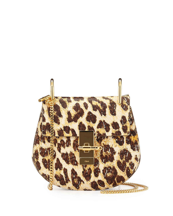 Chloe Drew Mini Chain Shoulder Bag in Leopard