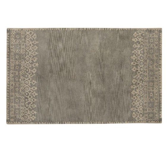 DESA BORDERED WOOL RUG - GRAY