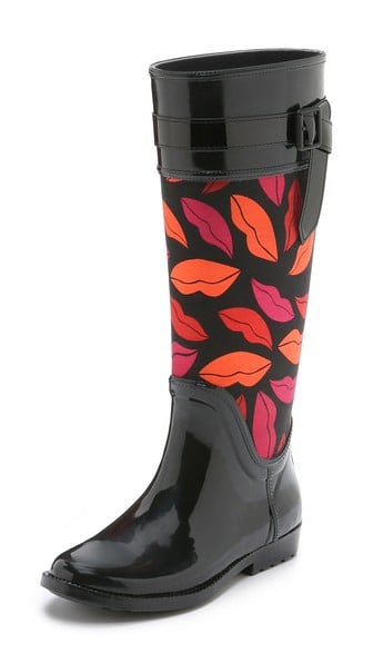 Diane von Furstenberg Whitney Lip Print Rain Boots in Black