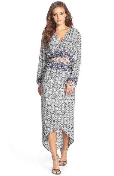 Fraiche by J Print Wrap Maxi Dress in Marcian
