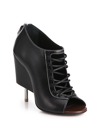 Givenchy Open Lace-Up Leather Booties in Black