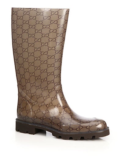 Gucci Edimburg GG Rain Boots in Brown