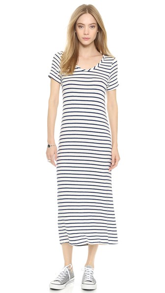Hye Park and Lune Capella Stripe Midi T-Shirt Dress in White/Navy