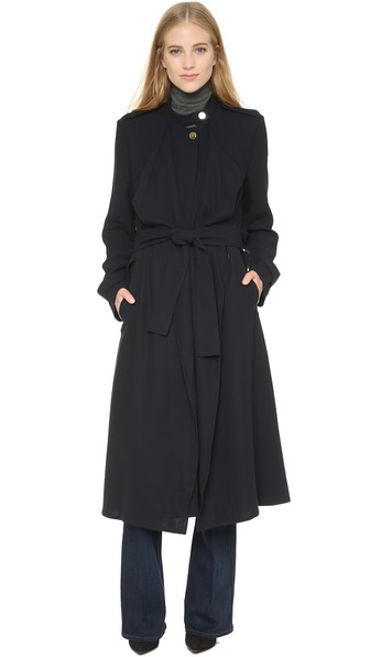 ISSA Charlie Trench Coat in Navy