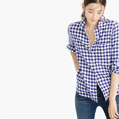 J.Crew BOY SHIRT IN FLANNEL CHECK item e3190 in Brunswick Blue
