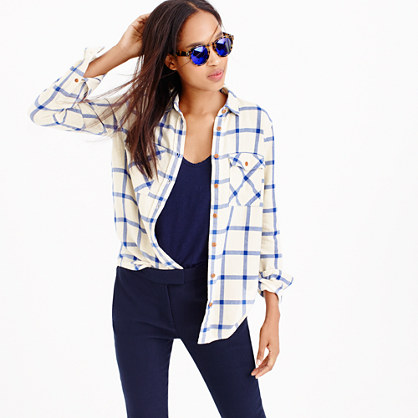 J.Crew BOYFRIEND SHIRT IN ROCKPORT PLAID item c9826 in Cream Navy