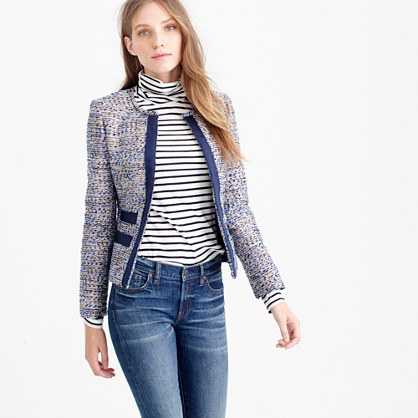 J.Crew METALLIC TWEED JACKET item e1552 in Cobalt Multi