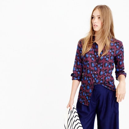 J.Crew PERFECT SHIRT IN COBALT LEOPARD item e2665 in Blue Black
