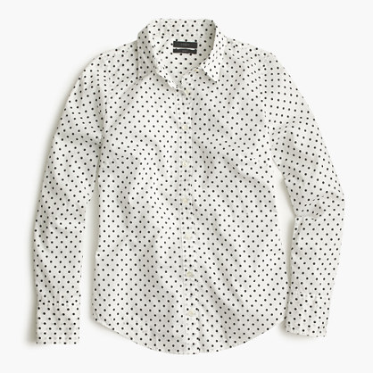 J.Crew PERFECT SHIRT IN POPLIN DOT item e3941 in Ivory Black