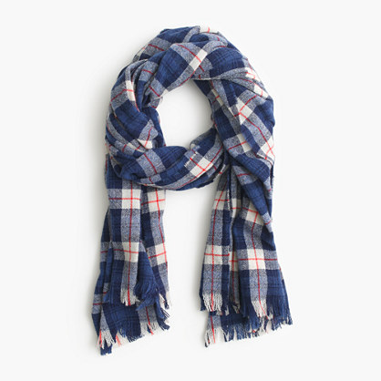 J.Crew TARTAN PLAID SCARF item e2356 in Blue Red