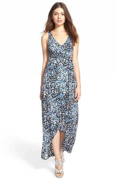 Leith Surplice Maxi Dress in Blue Dark Small Animals