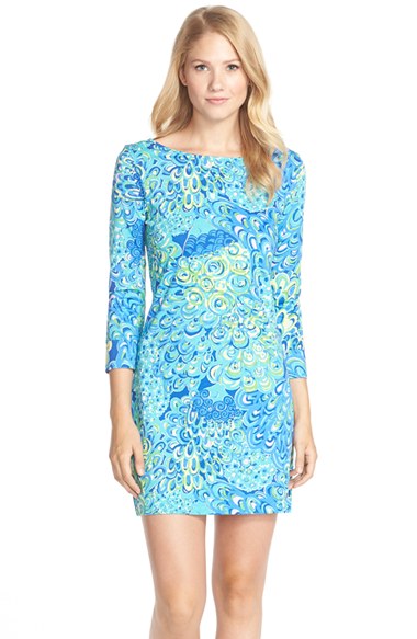 Lilly Pulitzer® 'Marlowe' Print Pima Cotton Shift Dress in Sea Blue