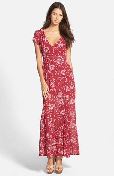 MINKPINK 'Pretty Poppies' Floral Print Maxi Dress in Red