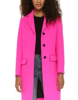 MSGM Wool Coat in Hot Pink