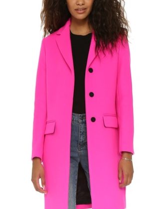 MSGM Wool Coat in Hot Pink