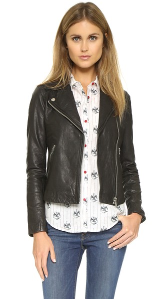 Madewell Moto Leather Jacket in True Black