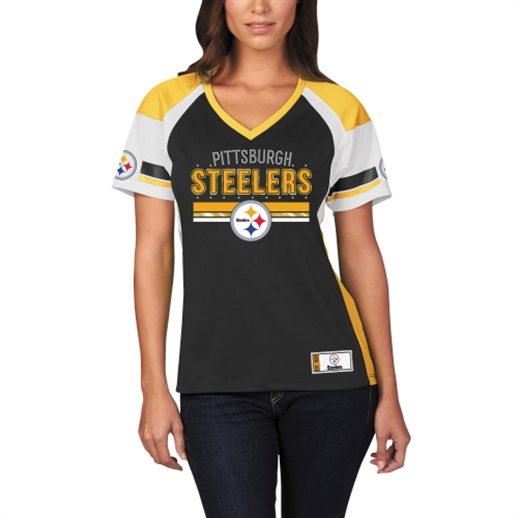 Majestic Pittsburgh Steelers Women's Black/Gold Draft Me Fashion T-Shirt