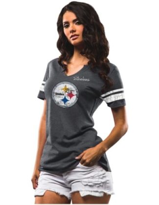 Majestic Pittsburgh Steelers Women's Charcoal Field of Play Tri-Blend T-Shirt