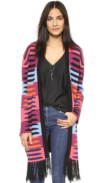 Mara Hoffman Knit Fringe Cardigan in Connector Pink