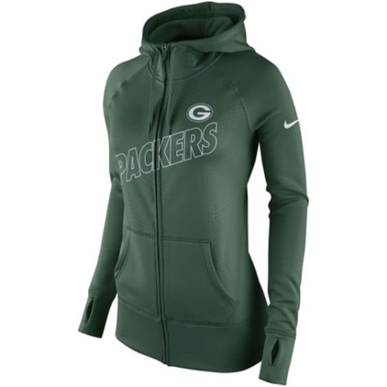 Nike Green Bay Packers Women's Green Stadium Game Day KO Full Zip Performance Hoodie