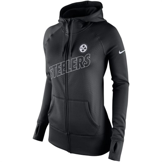 Nike Pittsburgh Steelers Women's Black Stadium Game Day KO Full Zip Performance Hoodie