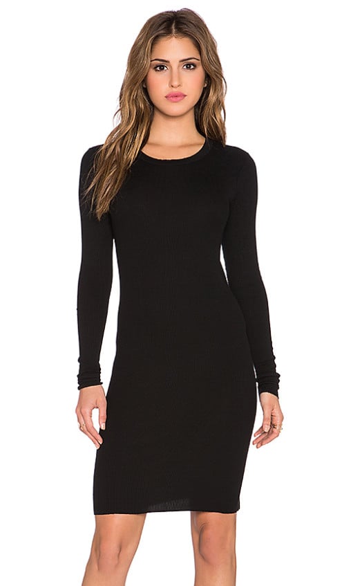 RIB LONG SLEEVE MINI DRESS By ENZA COSTA in Black