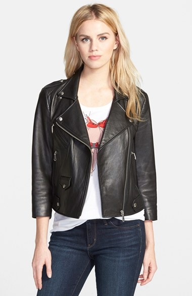 Rebecca Minkoff 'Wes' Neoprene Panel Moto Jacket in Black