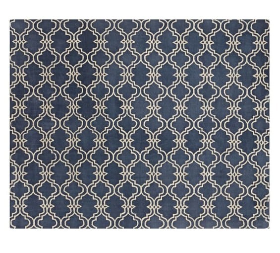 SCROLL TILE RUG - INDIGO BLUE. Pottery Barn