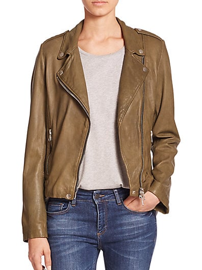 SET Leather Moto Jacket in Mud